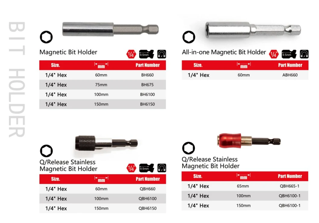 Magnetic Durable 1/4 Hex Shank 100mm Bit Holder as Hardware Accessory